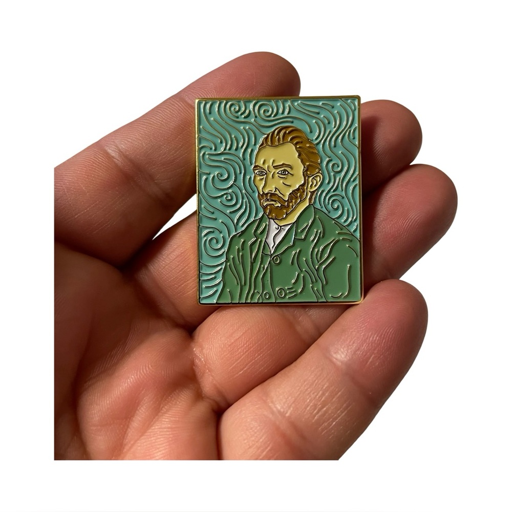 Set of 2 Van Gogh Enamel Self Portrait Pins